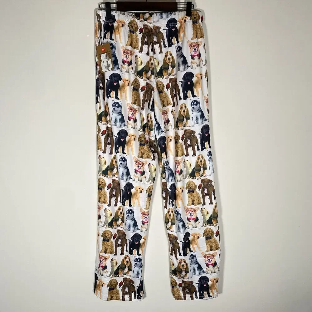 BRIEF INSANITY Lounge Pants Dog Puppies Novelty Sleep Medium‎ Unisex I Ruff You
